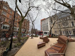 New resin drying in the northern space with wooden seating being added